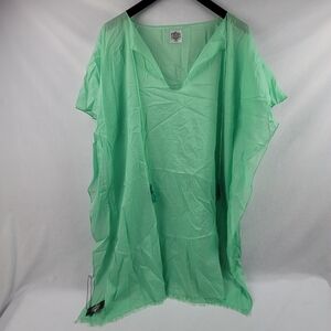 NWT Romi Como Swim mint fringe tassle coverup ponc